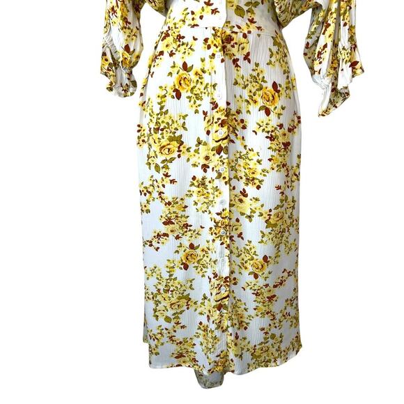 FAITHFULL Goldie Floral Off White Rafa Midi Dress Women's Size 6 = Medium - Picture 8 of 16